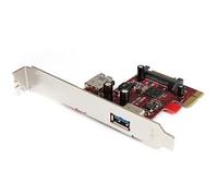 StarTech.com PEXUSB3S11 - Tarjeta Adaptador PCI Express (USB 3.0 de 2 Puertos Interno/Externo) Color Rojo y Plata