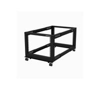StarTech.com - Rack de Marco Abierto con Profundidad Ajustable de 4 Columnas 8U y 19 Pulgadas con Ruedas/Niveladores y Anillas d