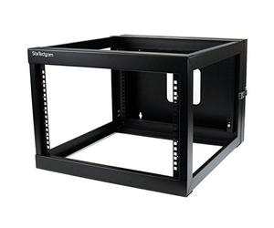 StarTech.com Rack de Servidores Abierto de 6U Abisagrado de Pared - 19 Pulgadas - de 4 Columnas - 19,8 Pulgadas de Profundidad -para Equipo de AV - Panel de Parcheo - TAA (RK619WALLOH)