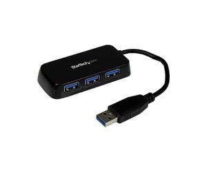 StarTech.com ST4300MINU3B - Mini concentrador Externo de 4 Puertos USB 3 con Cable Integrado