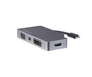 StarTech.com StarTech.com Adaptador USB-C Multipuertos de Vídeo - de Aluminio - USB Tipo C a VGA / 4K HDMI/Mini DisplayPort/DVI - Gris Espacial