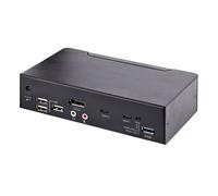 StarTech.com Switch Conmutador KVM USB C Tipo C, KVM de 2 puertos DisplayPort con Vídeo UHD HDR de 4K 60Hz, Audio de 3,5mm, Hub