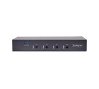 StarTech.com Switch KM/USB 4 Puertos con Roaming de Ratón - Conmutador KM USB 3.0 de Teclado y Ratón para 4 Ordenadores - Audio de 3,5mm y USB - TAA