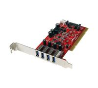 StarTech.com Tarjeta Adaptador PCI USB 3.0 SuperSpeed de 4 puertos con Conector LP4 SATA - Hub Concentrador Interno