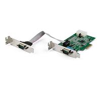 StarTech.com Tarjeta Adaptadora Serie PCI Express RS232 de 2 Puertos - Tarjeta Controladora Serie PCIe RS232 - PCIe a Serie DB9 - UART 16950 - Tarjeta de Perfil Bajo para Windows y Linux (PEX2S953LP)