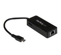 StarTech Adaptador USB-C a Gigabit Ethernet + USB 3.1 Extra Negro