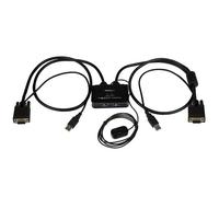 StarTech.com Switch Conmutador KVM de Cable con 2 Puertos VGA USB Alimentado por USB con Interruptor Remoto
