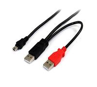 StarTech.com USB2HABMY1 - Cable USB (0,3 m, USB A, Mini-USB B, Male Connector/Male Connector, 480 Mbit/s, Negro)