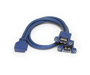 StarTech.com USB3SPNLAFHD - Cable Extensor de 2 Puertos USB 3.0 para Montaje en Panel conexión a Placa Base - Hembra USB A, 50 cm