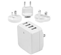 StarTech.com USB4PACWH - Cargador de Pared USB (4 Puertos, para Viajes internacionales, 34W/6.8A) Color Blanco