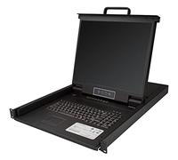 StarTech Consola KVM LCD 1U 19" de 8 Puertos con Cables 1,8m (RKCONS1908K) | Teclado QWERTY, Monitor TFT 1280x1024, Menu OSD, Trackpad integrado