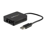 STARTECH Convertidor USB 2.0 A Fibra Óptica Negro Red Adapter