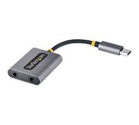 StarTech Divisor USB-C Auriculares DAC 24 bits 3,5mm (USBC-AUDIO-SPLITTER) | Dos salidas, Hasta 192kHz, Auriculares dobles CTIA u OMTP, Cable de 7cm