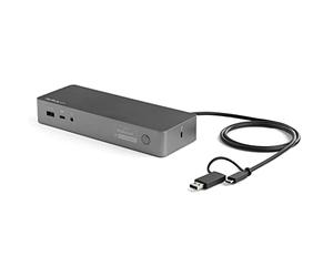 StarTech Dock Híbrido USB-C/USB-A Doble 4K, HDMI y DP, 100W, GbE, Mac | Monitor doble 4K, Hub USB de 4 puertos 5Gbps, Red Gigabit, Audio de 3,5 mm, Compatible con Windows y macOS