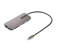 StarTech Docking USB-C 8 en 1, HDMI 4K 60Hz, 3x 5Gbps, GbE, SD, PD 100W | Ideal para viajes y espacios compartidos, Compatible con MacBook, HP, Dell, Lenovo y Surface, Para Windows, macOS y Linux