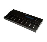 StarTech Duplicador USB Autónomo 1 a 15 - Clonador de Memorias USB 2.0, Copia Sector por Sector 1.5 GB/min, Pantalla LCD, Hasta 2 TB, Negro
