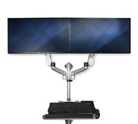 StarTech Estación de Trabajo de Pared para 2 Monitores VESA 30" (WALLSTSI2) | Escritorio de Pie y Sentado, Soporte de Teclado, Altura Ajustable, Plegable