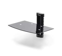 StarTech Estante AV Flotante de Pared Vidrio Templado para TV Negro | Soporte de Aluminio Ligero, Gestión de Cables Integrada, Instalación en Pared de Hormigón o Madera Incluida