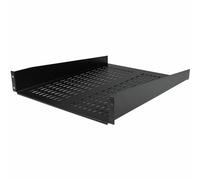 StarTech Estante Rack Ventilado 2U, 56cm, 23kg, Negro (CABSHELF22V) | Bandeja voladiza ventilada para rack de 19 pulgadas, Acero laminado en frío SPCC