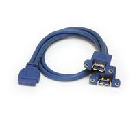 StarTech.com - Cable Extensor 50cm 2 Puertos USB 3.0 para Montaje en Panel conexión a Placa Base - Hembra USB A