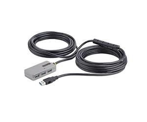 StarTech Hub Extensor USB 3.0 de 4 Puertos - Cable Activo de 10m - 20W | Protección ESD de nivel 2, Encadene dos unidades hasta 20m, Wake-on-USB, Sin drivers, Retrocompatible con USB 2.0/1.1