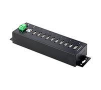StarTech Hub USB 2.0 Industrial 10 Puertos, Robusto (USB210AIND-USB-A-HUB) | Protección ESD nivel 4 15kV/8kV, Puertos USB bloqueables, Acero laminado