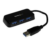 StarTech Hub USB 3.0 de 4 Puertos, 5Gbps, SuperSpeed, Negro (ST4300MINU3B) | Ladrón USB portátil con cable integrado, Multipuerto de viaje, Para PC, Mac y portátiles