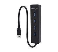 StarTech Hub USB 3.0 de 4 Puertos con Cable Integrado, Negro (ST4300PBU3) | Mini concentrador portátil con cable integrado, Multiplicador de puertos, SuperSpeed