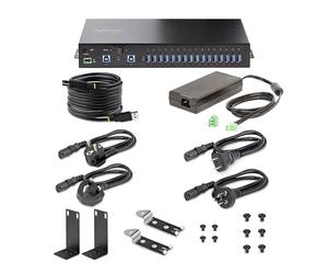 StarTech Hub USB 3.0 Industrial 16 Puertos 5Gbps (S5G16AINDS-USB-A-HUB) | Adaptador de alimentación de 160W incluido, Carcasa metálica, Switch 2 hosts