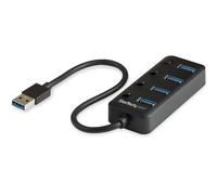 StarTech Hub USB-A de 4 Puertos, 5Gbps, Interruptores, LED (HB30A4AIB) | Ladrón Alimentado por USB con interruptores de encendido/apagado, Ampliación USB 3.0