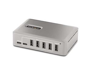 StarTech Hub USB-C de 10 Puertos 10Gbps con Fuente 65W (10G8A2CS-USB-C-HUB) | Autoalimentado, Cable anfitrión 1m certificado USB-IF, Carga BC 1.2, Protección OCP