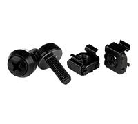 StarTech Kit 50 Tornillos M5 12mm y Tuercas Jaula, Rack 19in/10in, Negro | Compatible con armarios de 19in y 10in, Fija equipos y protege los carriles, Montaje en rack