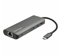 StarTech.com Adaptador Multipuertos USB-C - Docking Station Portátil USB Tipo C a HDMI de 4K - Hub Ladrón USB 3.0 de 2 Puertos - Lector de Tarjetas SD/SDHC - GbE - PD 3.0 de 60W Pass-Through - Mini Dock de Viajes USBC - Thunderbolt 3/USB-C