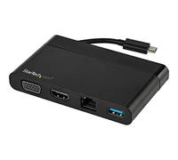 StarTech Mini Dock de Viaje USB-C HDMI 4K o VGA, GbE, USB-A, Cable Oculto | Compatible con Thunderbolt 3, Windows, macOS, Chrome OS y Android, Ideal para HP, Dell y MacBook