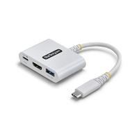 StarTech Mini Dock USB-C a HDMI 3 en 1, 4K 60Hz, PD 140W, Hub 5Gbps, Blanco | Puerto USB-A 5Gbps con carga BC 1.2, Sin controladores ni software, Compatible con MacBook, Dell, ThinkPad, HP e iPad