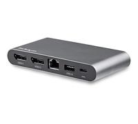 StarTech Mini Dock USB-C DisplayPort Doble 4K 30Hz, 100W PD, USB-A, GbE | Compatible con Windows y Chrome OS, Incluye cable USB-C de 1m, Replicador de puertos para portátil