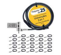 StarTech Pack de 25 Candados Universales de 2m, Noble Wedge Nano K-Slot | Cable de Acero al Carbono de 4, 4mm, Resistente a Cortes, Bloqueo 3 en 1, Para HP Dell Microsoft