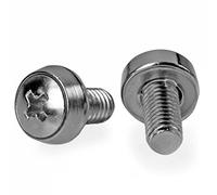 StarTech Paquete de 100 Tornillos M6 de 12 mm - Montaje en Racks y Armarios de Servidores de 19" o 10" - Plata - TAA