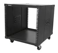 StarTech Rack Abierto 9U 4 Columnas Móvil 19in, Compacto (RK960CP) | Asas integradas y ruedas pivotantes, Para espacios estrechos, Equipos de datos y AV