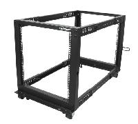 STARTECH Rack de Marco Abierto con Profundidad Ajustable de 4 Columnas 12U y 19 Pulgadas con Ruedas/Niveladores y Anillas de Gestión de Cableado - Ar
