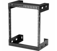 StarTech Rack Mural Abierto 12U 2 Columnas 19in 30,3cm (RK12WALLO) | Bastidor de red resistente, Marco abierto de 2 postes, Para paneles de parcheo y conmutadores