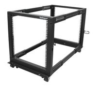 StarTech Rack Server 12U de 4 Postes, Marco Abierto, Profundidad Ajustable, con Ruedas, Patas Niveladoras y Ganchos para Gestión de Cables