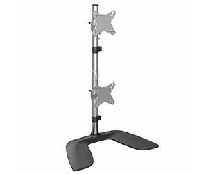 StarTech Soporte Vertical 2 Monitores hasta 27in, 8kg (ARMDUOVS) | Soporte de sobremesa para monitores apilados, Altura ajustable, Base en U, Rotación 360, VESA universal