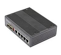 StarTech.com - Switch Conmutador Industrial Ethernet Gigabit 6 Puertos - 4x RJ45 PoE - 2 Ranuras SFP PoE+ de 30W 12-48VDC DIN (I