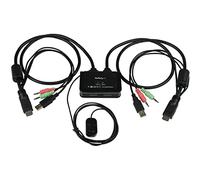 StarTech Conmutador KVM SV211HDUA – 2 puertos HDMI, USB y audio, cables integrados, 1080p – Negro