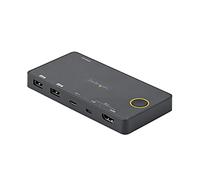 StarTech Switch KVM Híbrido 2 Puertos USB-C y HDMI 2.0 4K 60Hz UHD | Diseño ligero para escritorio, sin adaptador de corriente, Incluye cables USB-C, USB-A a Micro-B y HDMI