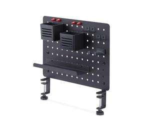 StarTech Tablero Perforado Acero con Abrazadera de Sobremesa 42x32cm Negro | Recubrimiento en Polvo Resistente a Arañazos y Corrosión, Compatible con Mesas de 9 a 60mm, Agarres de Goma
