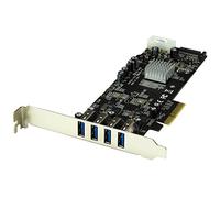 StarTech Tarjeta Adaptadora PCIe 4 Puertos USB 3.0, 5Gbps (PEXUSB3S42V) | Alimentación Molex SATA opcional, Hub interno, Interfaz PCIe x4, UASP