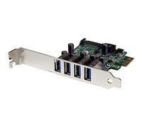 StarTech Tarjeta Controladora PCIe USB 3.0 4 Puertos, 5Gbps (PEXUSB3S4V) | Alimentación SATA integrada opcional, Puertos 4x USB-A apilados, UASP