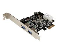 StarTech Tarjeta PCIe 2 Puertos USB 3.0 5Gbps con UASP y LP4 (PEXUSB3S25) | Interfaz SuperSpeed, Soporte de carga de bateria 1.2, Hasta 900mA por puerto